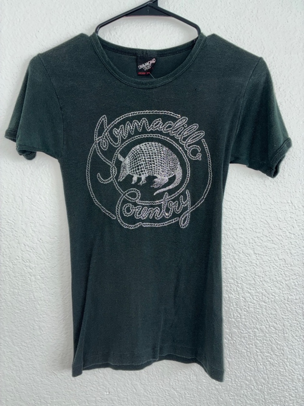 Diamond Dust Women's Short Sleeve Armadillo Country Graphic Tee - Black